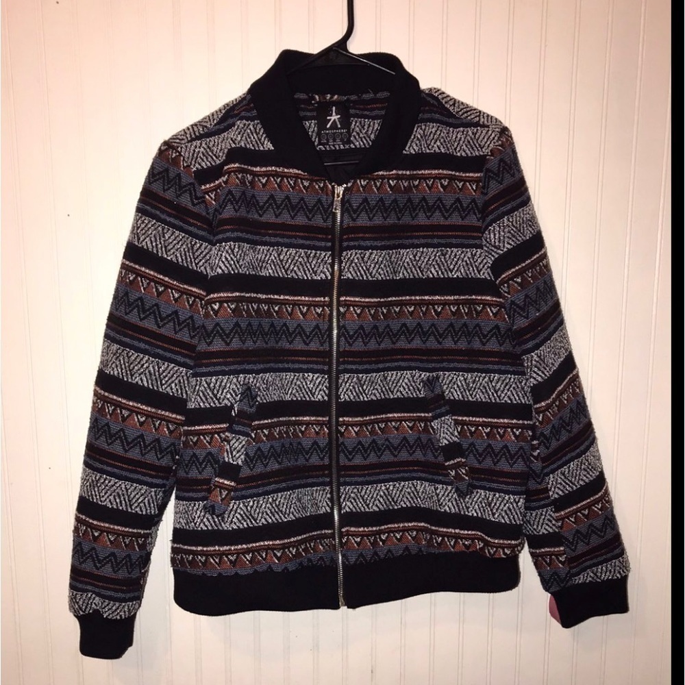 Atmosphere Tweed Tribal zip up Bomber Jacket size 16